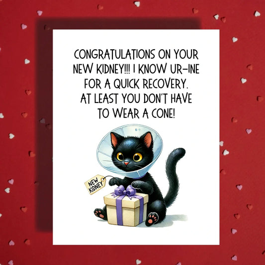 Kidney Transplant Card, Congratulations New Kidney, Cat Medical Humor Card