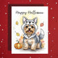 Halloween Yorkie Card Wolf Costume Yorkshire Terrier Pumpkin Fall Greeting