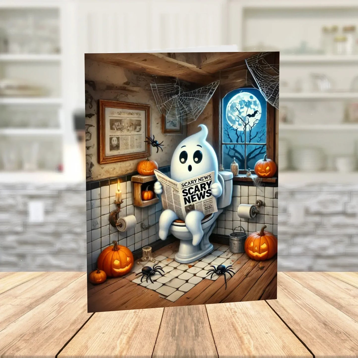 Halloween Ghost Toilet Printable Card Scary News Bathroom Humor Digital Download