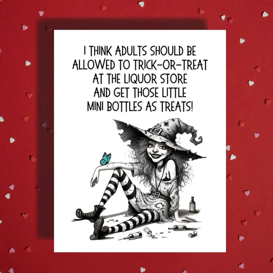 Halloween Card Witch Humor Adult Trick or Treat Halloween Party Invite