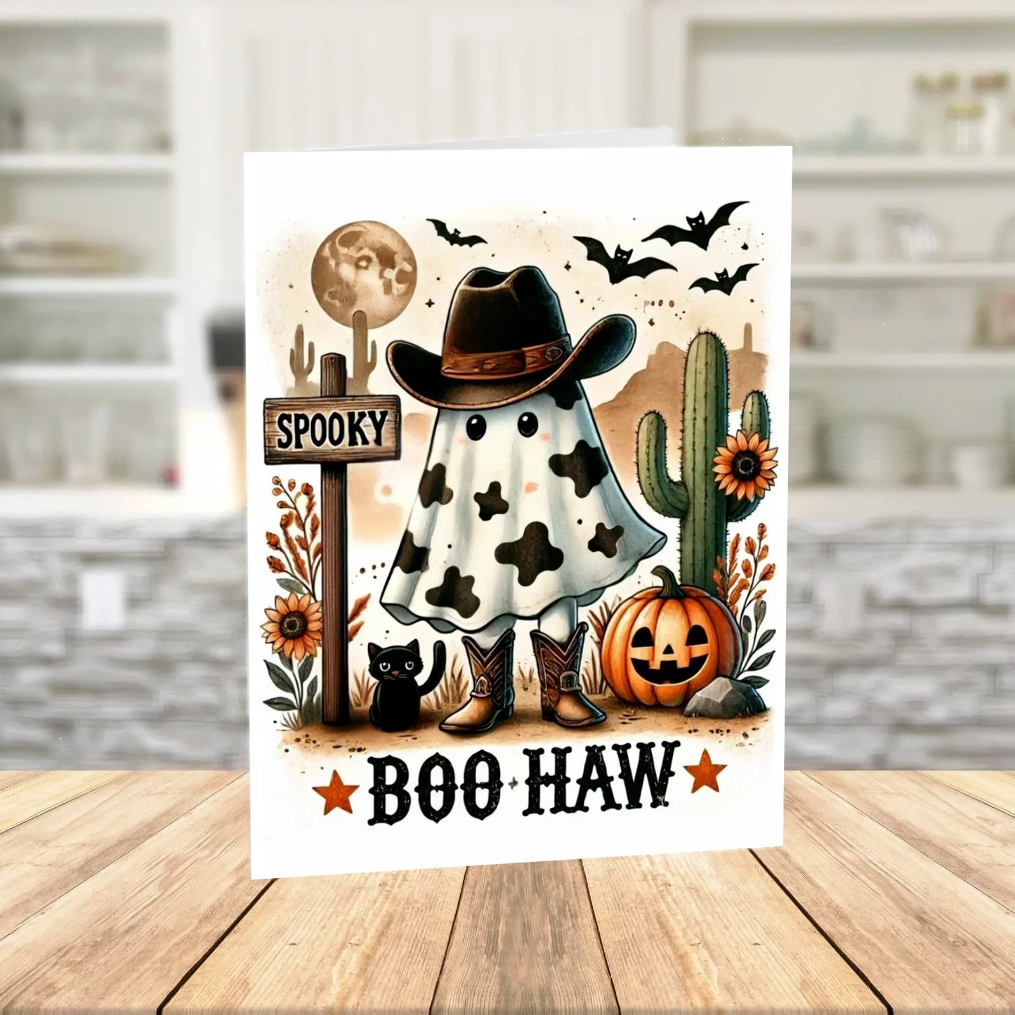 Halloween Wild West Ghost Printable Halloween Card Cowboy Ghost Halloween Digital Download