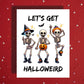 Halloween Let's Get Halloweird Card Funny Dancing Skeletons Greeting Card