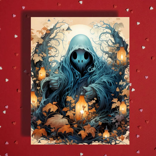 Halloween Moonlit Forest Spooky Ghost Halloween Greeting Card