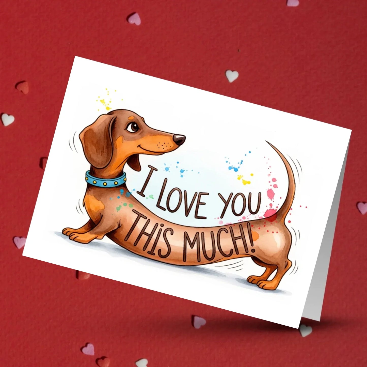 Dachshund Love Card I Love You This Much Sausage Dog Greeting Card For Dog Lover