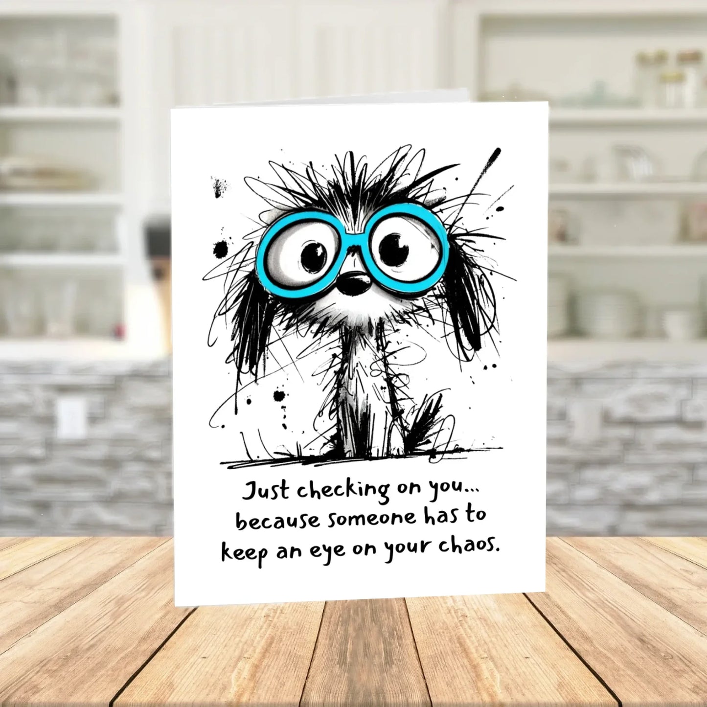 Funny Dog Printable Card Just Checking on You Digital Download PNG PDF Humor Card