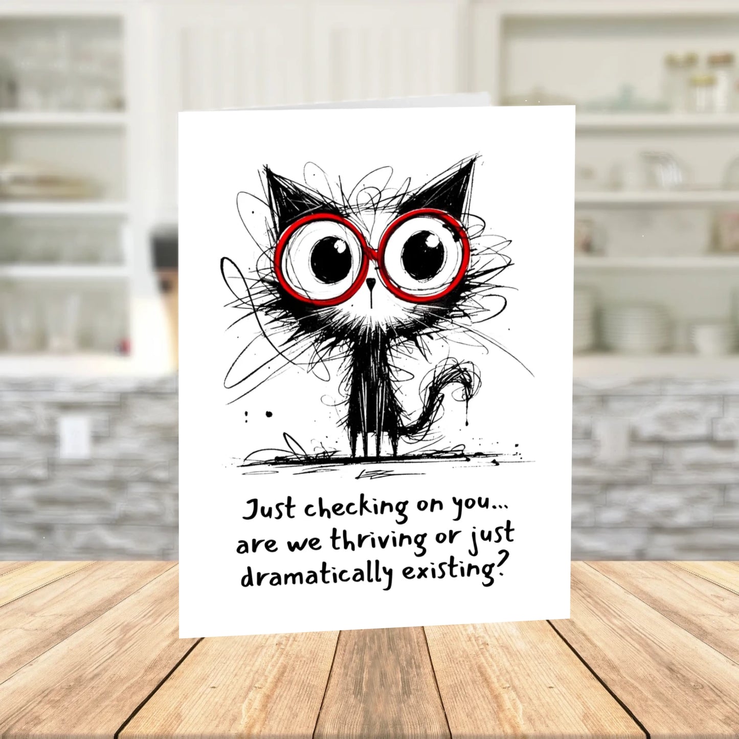 Funny Cat Digital Card Thinking of You Printable Cat Card Mental Health Humor Instant Download
