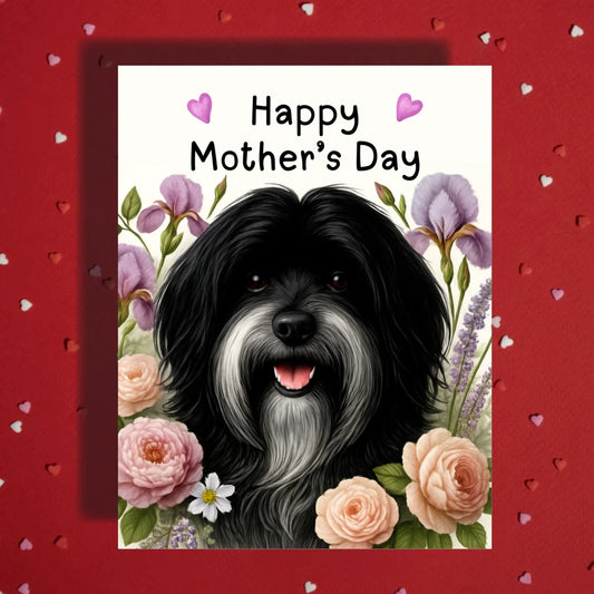 Mother's Day Card Havanese Dog Black & White