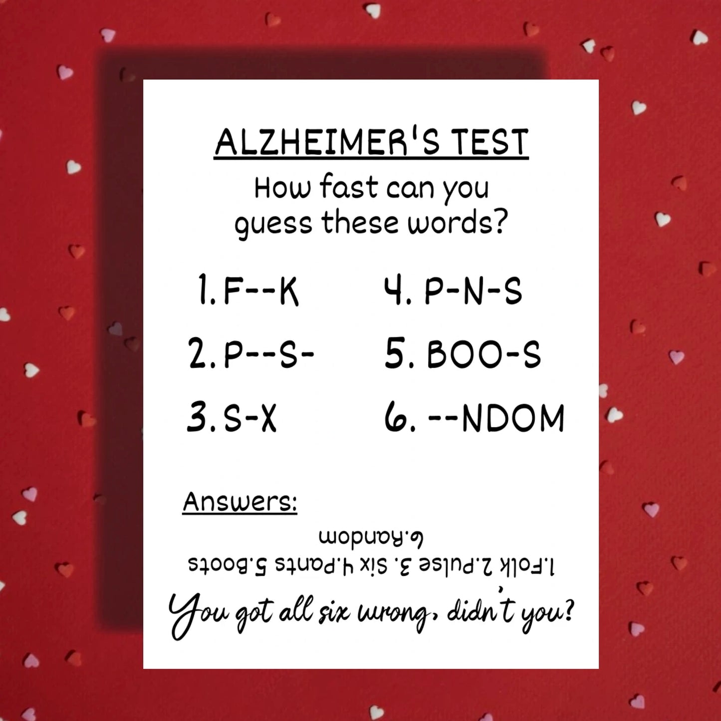 Birthday Greeting Card: Alzheimer's Test...