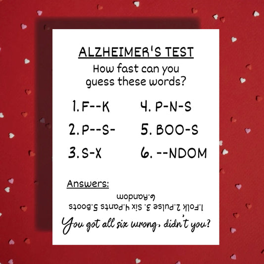 Birthday Greeting Card: Alzheimer's Test...