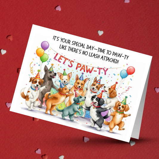 Birthday Greeting Card: Time To Paw-ty