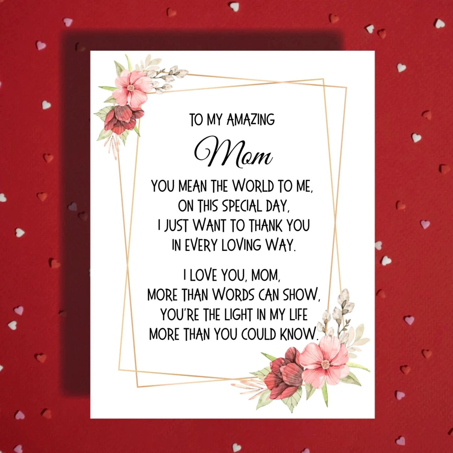 Mom Greeting Card: You Mean The World To Me