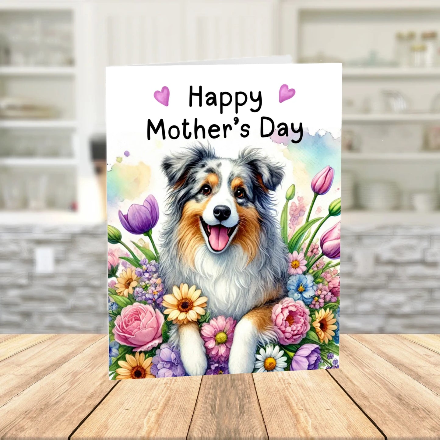 Mother's Day Printable Card: Australian Shepherd Dog (Digital Download)