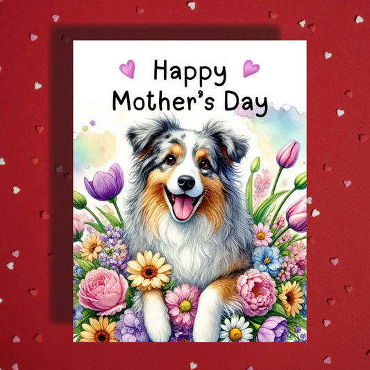 Mother's Day Card, Customizable: Australian Shepherd Dog