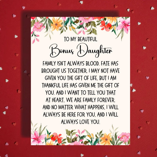 Bonus Daughter Greeting Card: Family Isn't Always Blood