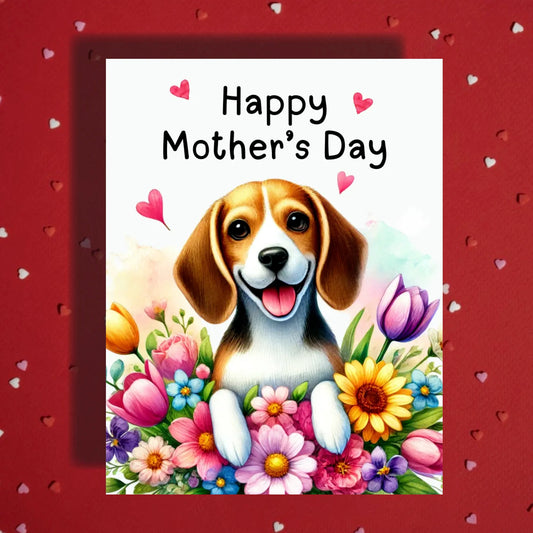 Mother's Day Card, Customizable: Beagle Dog