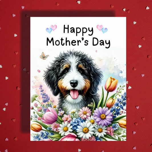 Mother's Day Card, Customizable: Bernedoodle Dog