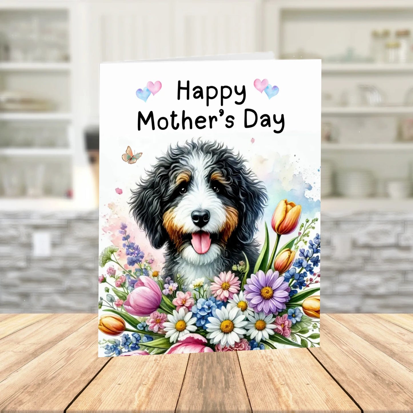 Mother's Day Printable Card: Bernedoodle Dog (Digital Download)