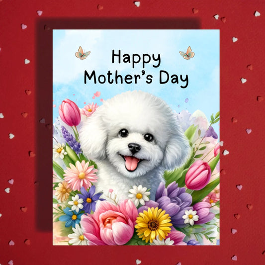 Mother's Day Card, Customizable: Bichon Frise Dog