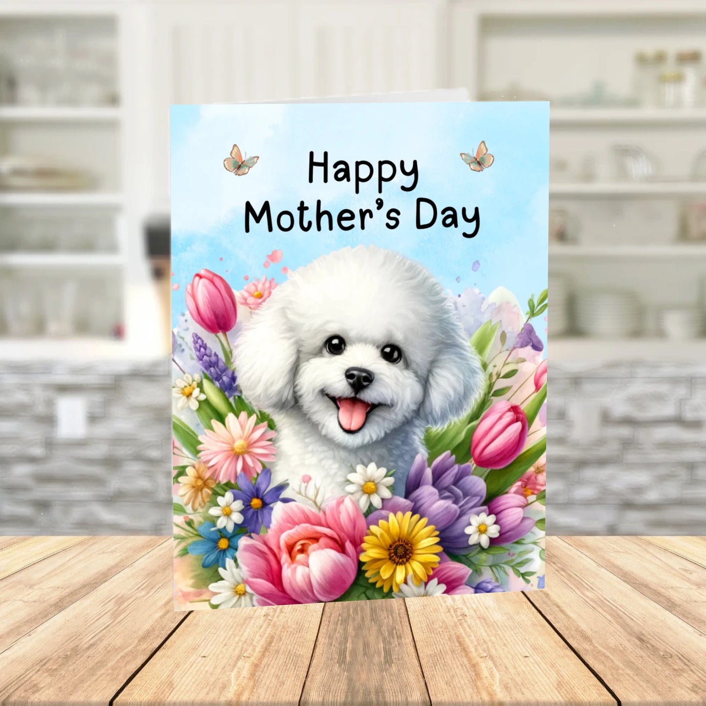 Mother's Day Printable Card: Bichon Frise Dog (Digital Download)