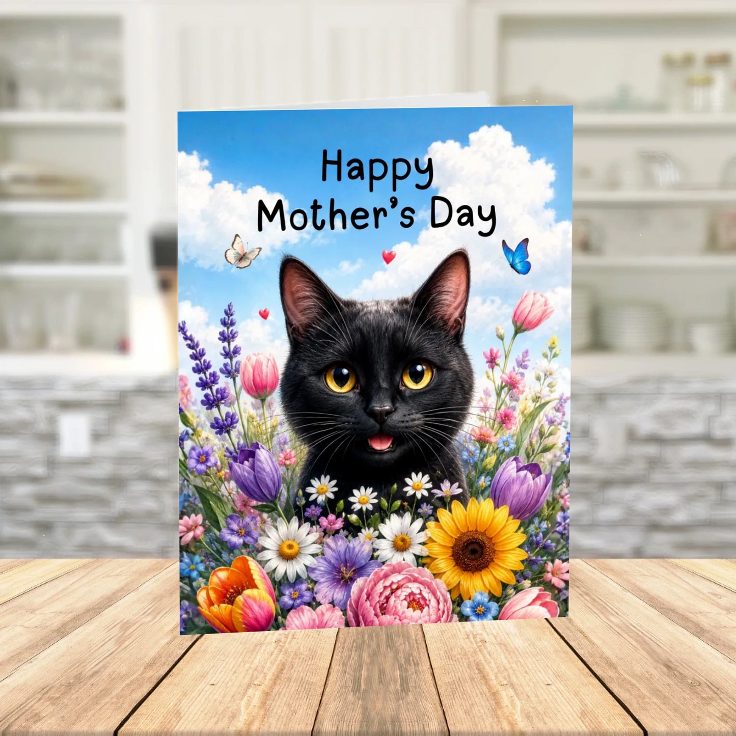 Mother's Day Printable Card: Black Cat (Digital Download)