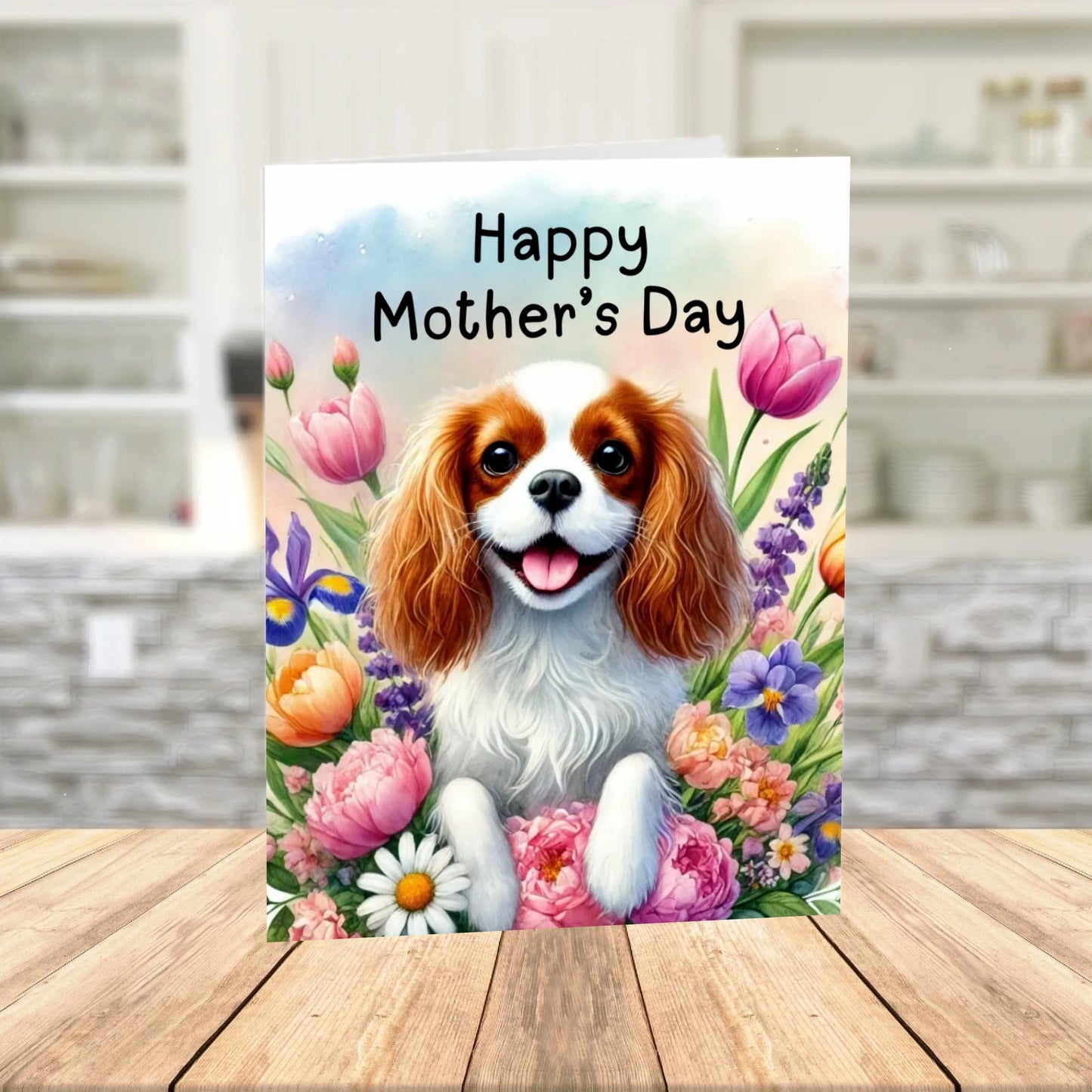 Mother's Day Printable Card: Cavalier King Charles Spaniel Dog (Digital Download)
