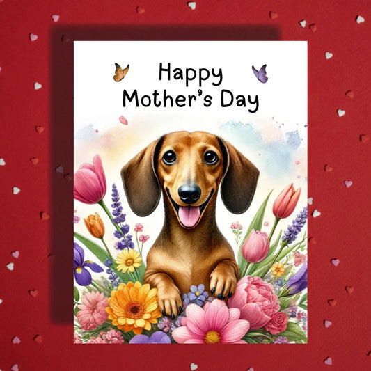 Mother's Day Card, Customizable: Dachshund Dog