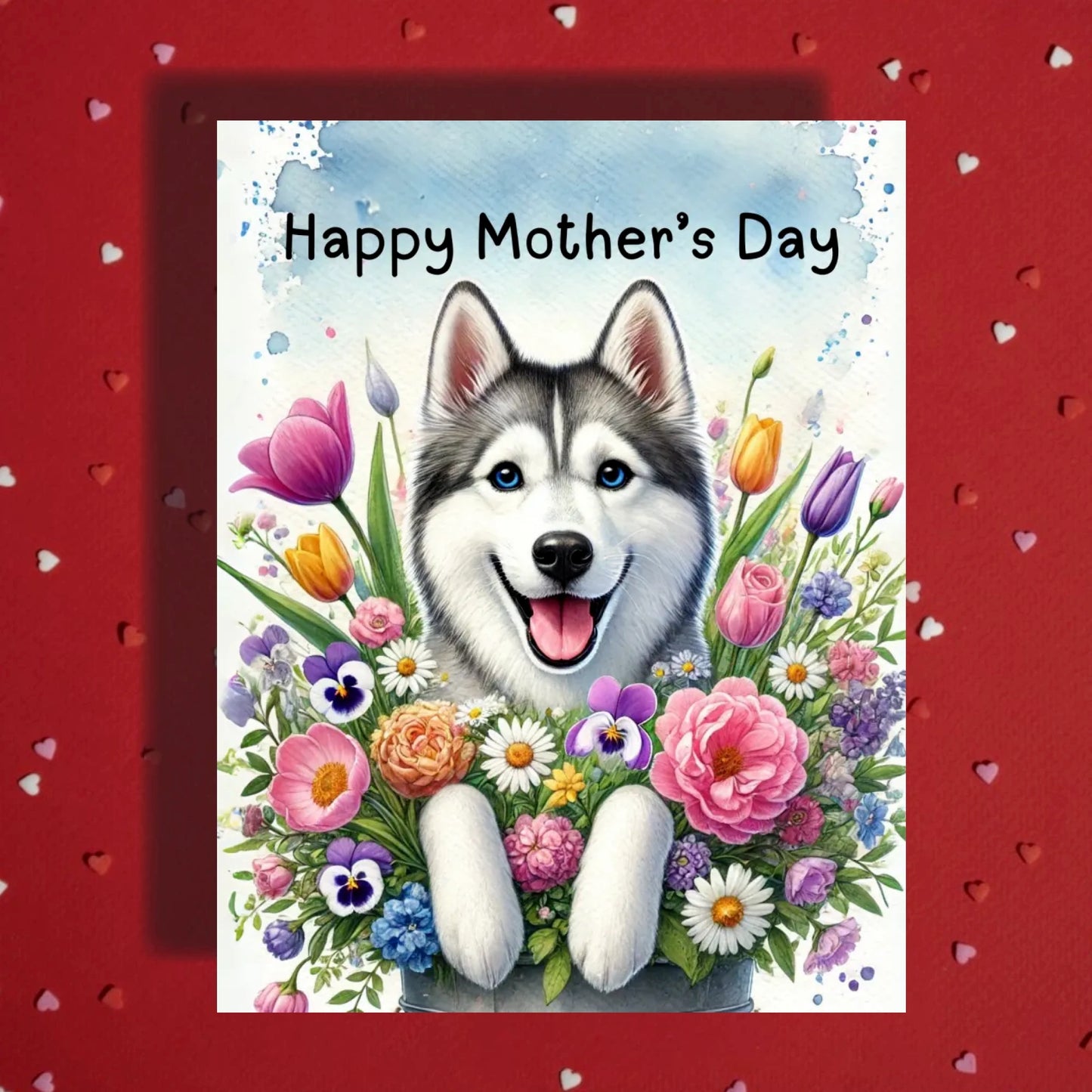 Mother's Day Card, Customizable: Husky Dog