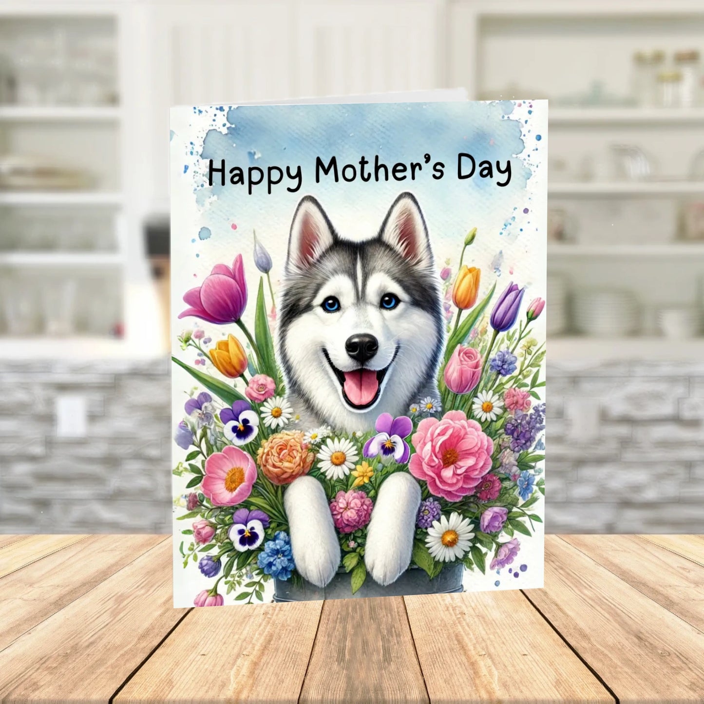 Mother's Day Printable Card: Husky Dog (Digital Download)