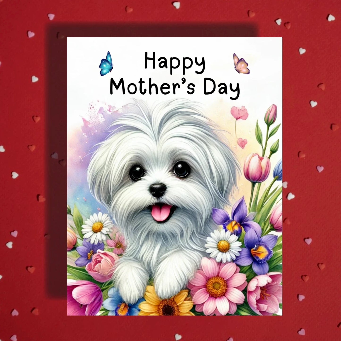 Mother's Day Card, Customizable: Maltese Dog