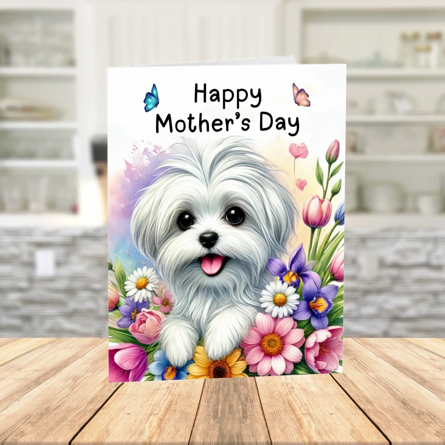 Mother's Day Printable Card: Maltese Dog (Digital Download)