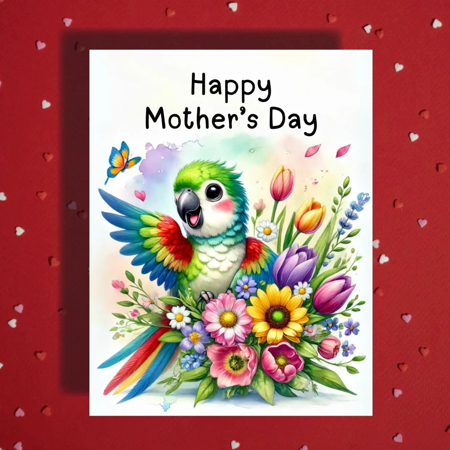 Mother's Day Card, Customizable: Parrot Bird Lover