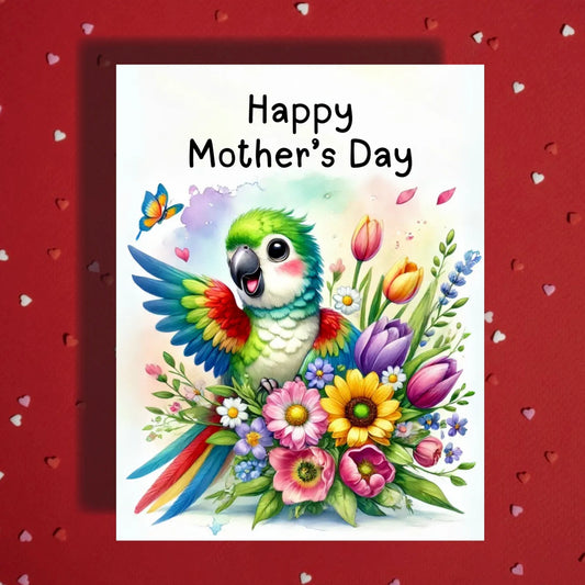 Mother's Day Card, Customizable: Parrot Bird Lover