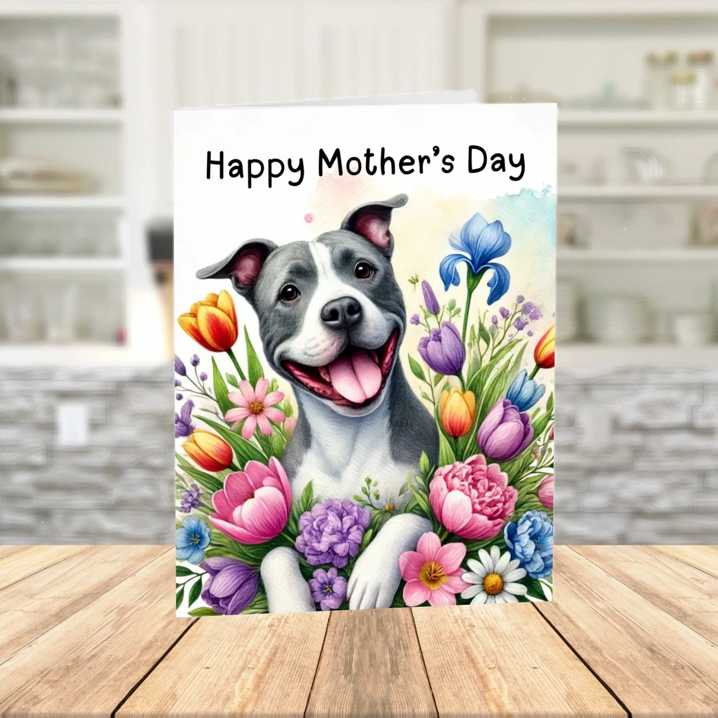 Mother's Day Printable Card: Pitbull Dog (Digital Download)