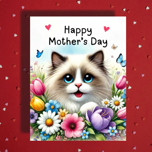 Mother's Day Card, Customizable: Ragdoll Cat