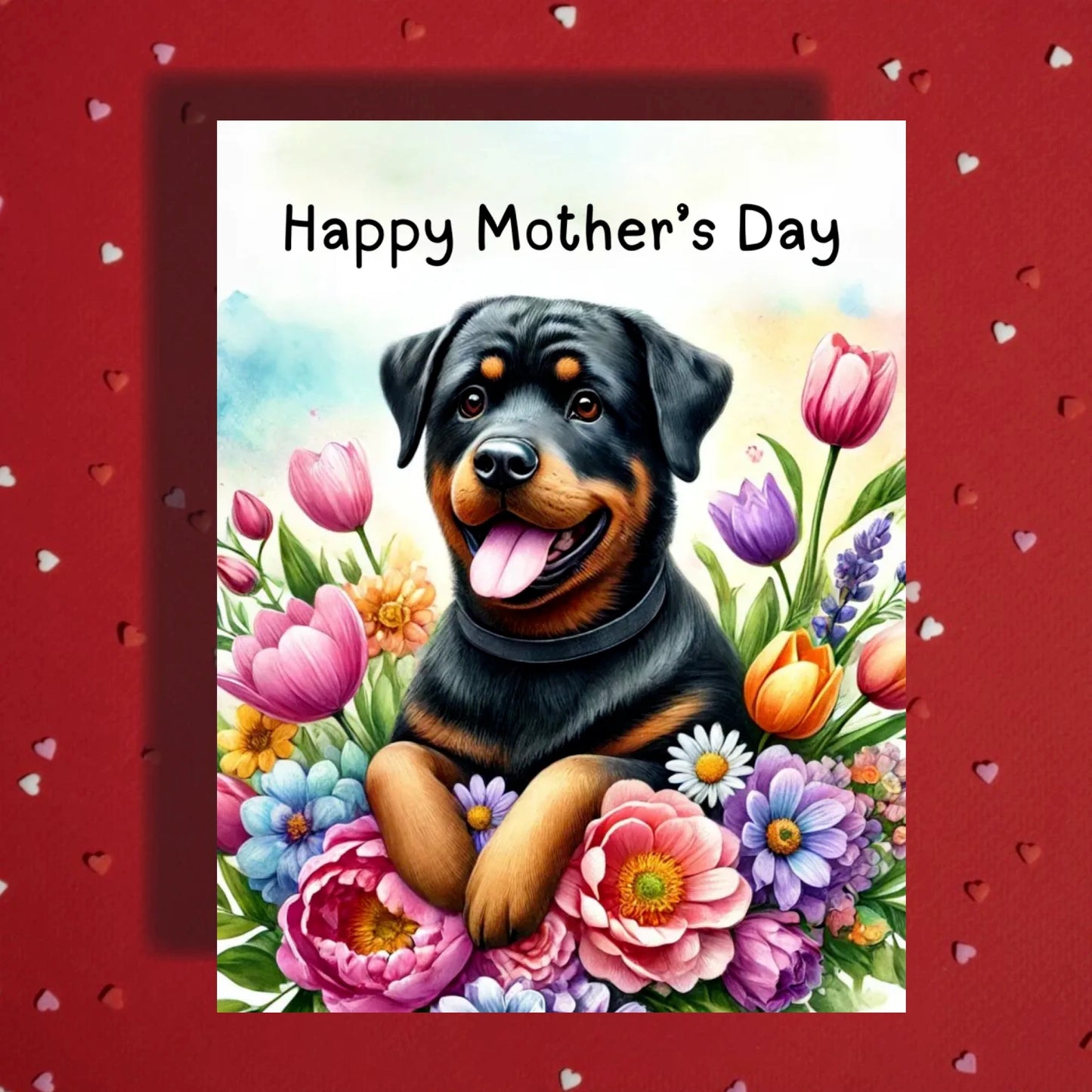 Mother's Day Card, Customizable: Rottweiler Dog