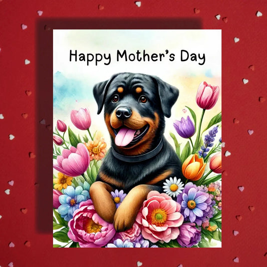 Mother's Day Card, Customizable: Rottweiler Dog