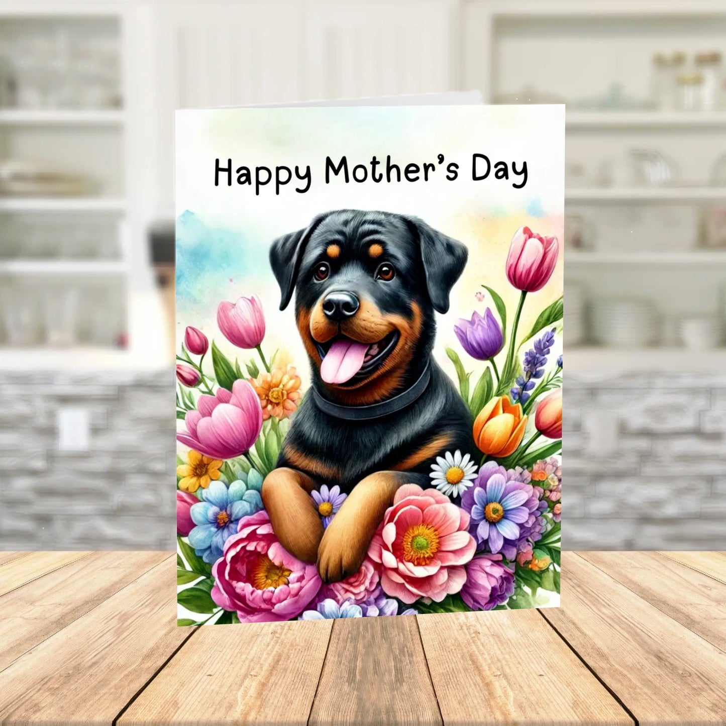 Mother's Day Printable Card: Rottweiler Dog (Digital Download)
