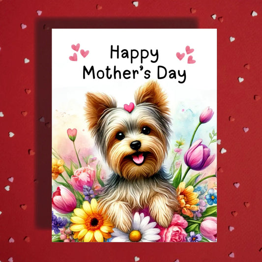 Mother's Day Card, Customizable: Yorkie Dog
