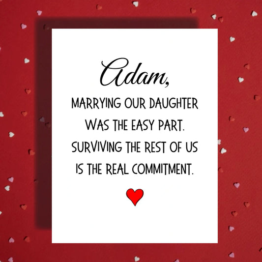Son-in-Law Greeting Card: Marrying Our Daughter