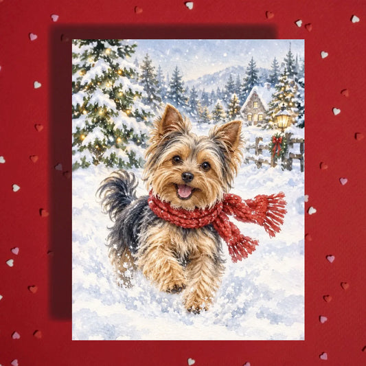 Christmas Card, Yorkshire Terrier Dog