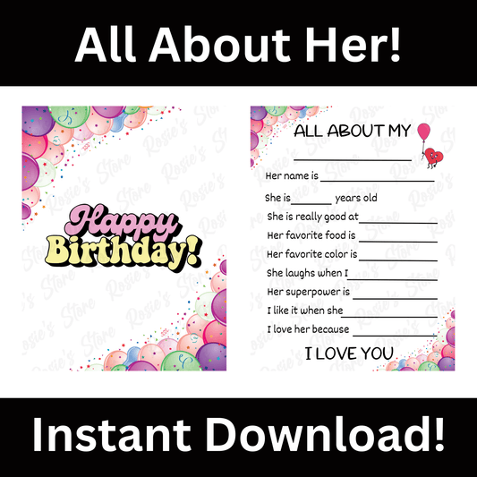 Birthday Digital Birthday Card For Her: All About My...