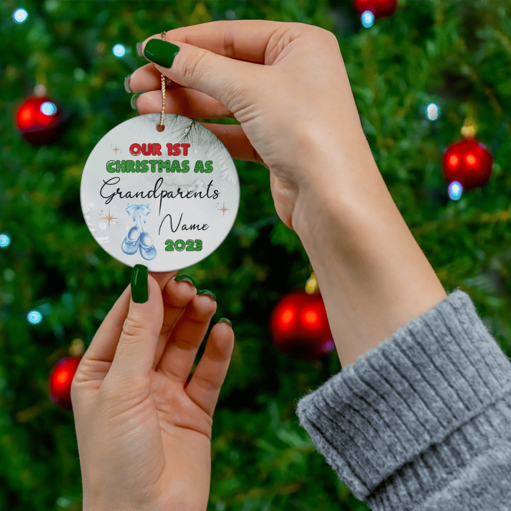 Christmas Gift, Personalized Ceramic Ornament: Our 1st Christmas As Grandparents