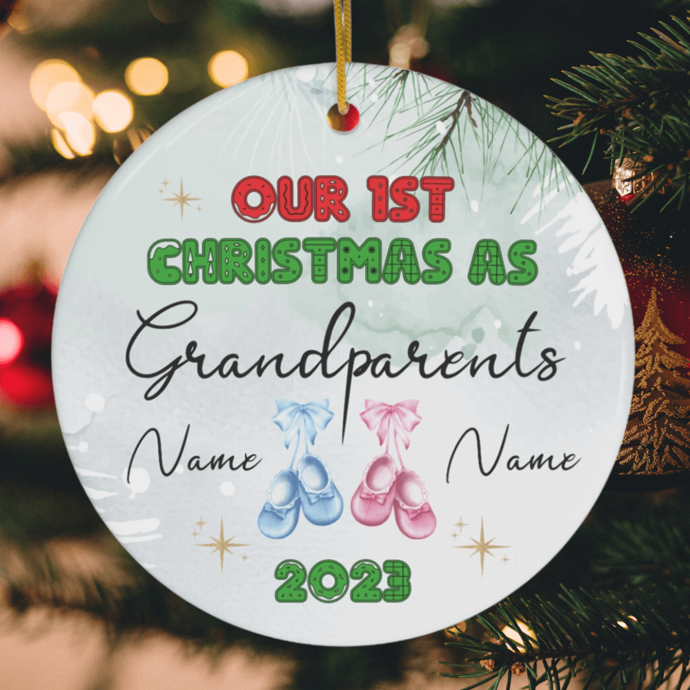 Christmas Gift, Personalized Ceramic Ornament: Our 1st Christmas As Grandparents