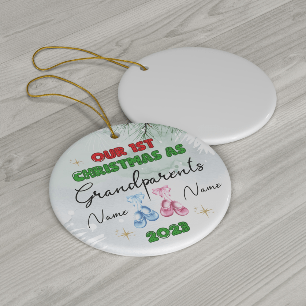 Christmas Gift, Personalized Ceramic Ornament: Our 1st Christmas As Grandparents