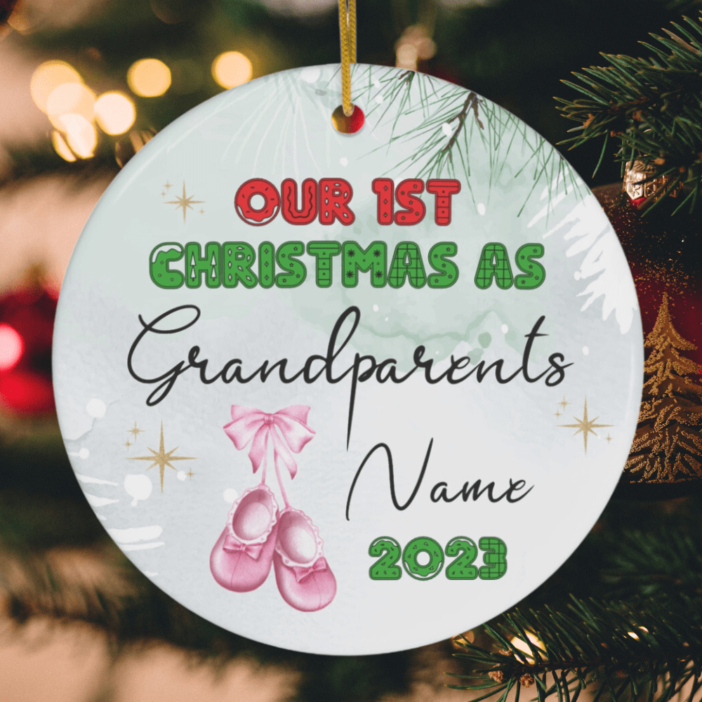 Christmas Gift, Personalized Ceramic Ornament: Our 1st Christmas As Grandparents