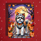 Halloween Shih Tzu Card Wolf Costume Dog Fall Pumpkin Moon Greeting