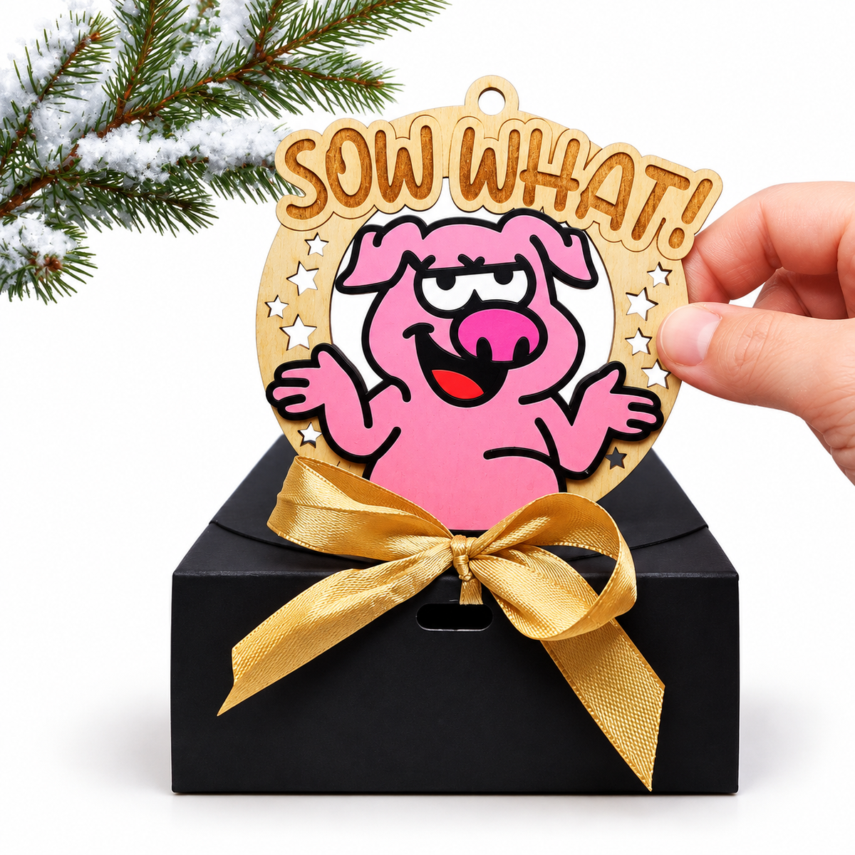 Christmas Funny Cheeky Wooden Ornament – 24 Designs Available