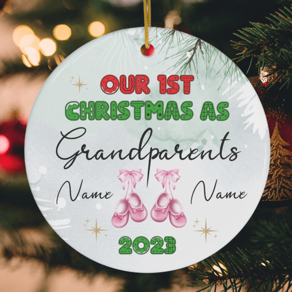 Christmas Gift, Personalized Ceramic Ornament: Our 1st Christmas As Grandparents