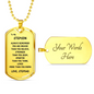 Gift For Stepson From Stepdad, Dog Tag Necklace: Always Remember...