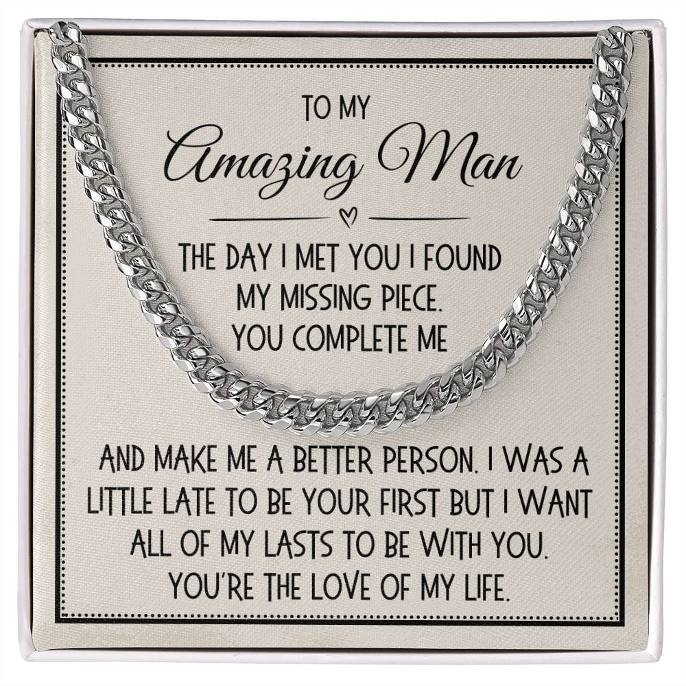 Gift for Him, Link Chain Necklace: The Day I Met You...